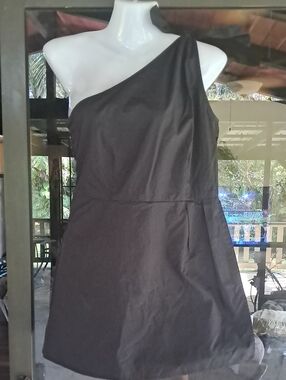 Urban Outfitters One-Shoulder Black Skort Mini Dress